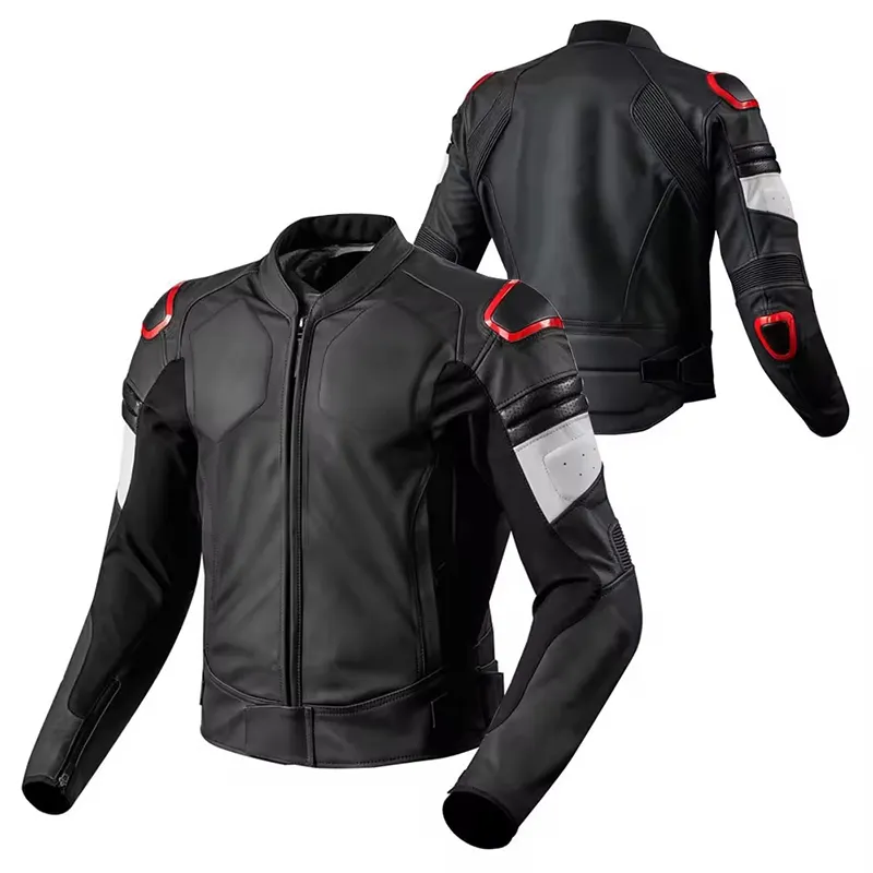 Jaqueta de couro para motocicleta de corrida, jaqueta de moto elegante e personalizada de alta qualidade por atacado
