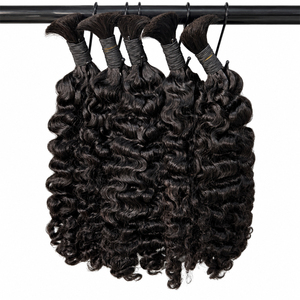 Cabello humano rizado a granel sin trama, color natural, 100g, rizos suaves y voluminosos para trenzas boho, trenzas sin nudos y crochet. - Product Image 1