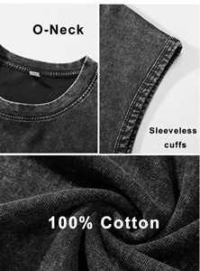 Venta al por mayor personalizado High Street Washed camiseta sin mangas Hip Hop Casual chaleco Streetwear camiseta sin mangas para los hombres - Product Image 6