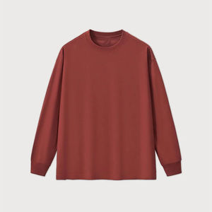 เสื้อสเวตเชิ้ตโอเวอร์ไซส์สำหรับฤดูร้อน แบบยูนิเซ็กซ์ พร้อมโลโก้ OEM แบบกำหนดเอง ผ้าฝ้าย 100% คอกลม แขนยาว ทรงหลวม แฟชั่นเสื้อยืดสำหรับผู้ชาย - Product Image 5