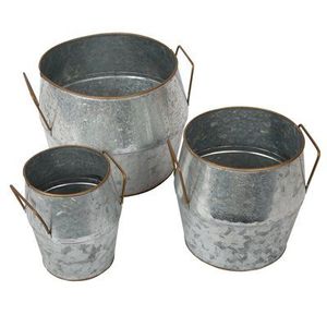 Lot de 3 jardinières galvanisées de formes et tailles personnalisées Pots de fleurs et jardinières Fournitures de jardin pour ferme - Product Image 3