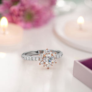 Joyería DE BODA romántica, anillo de compromiso estilo flor, 14K, oro sólido, Diamante cultivado en laboratorio, platino, rodio principal, aniversario fino - Product Image 3