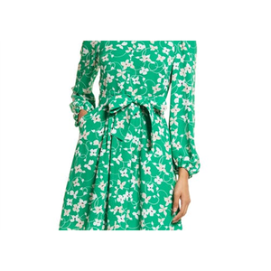 Abito Floreale Verde Eliza J a Maniche Lunghe, Stile Casual Elegante, Taglia 14 (XL), Logo Personalizzato, Lavabile, Decorazione Drappeggiata, Fornitura ODM per Uso Diurno - Product Image 2