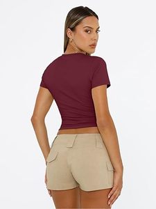 T-shirts courts à manches courtes, col rond, style décontracté - Product Image 2