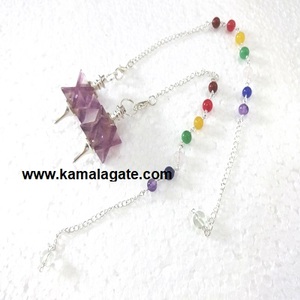 Vente en gros Quartz rose Merkaba étoile Reiki pendule sculpté mascotte de pierre semi-précieuse à vendre - Product Image 3