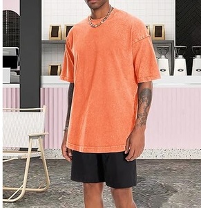 T-shirt pour homme surdimensionné à épaules tombantes, nouveau design, lavage à l'acide, 100% coton, blanc, de haute qualité, bon matériau, respirant, vente en gros - Product Image 6