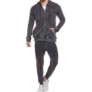 Ensemble de Survêtement Respirant Écologique pour Hommes, Lavage à l'Acide, Pantalon de Survêtement Coupe-Vent Vintage de Haute Qualité, Logo d'Entraînement - Product Image 1