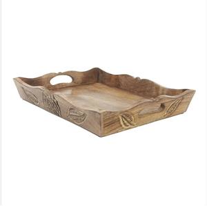 Plateau en bois de manguier naturel de qualité supérieure avec poignées Plateau de service en bois sculpté à la main Table à manger Restaurant et hôtel Plateaux d'utilisation - Product Image 5