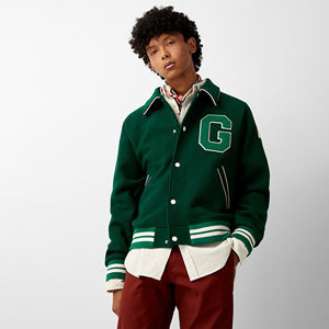 Veste bomber sportive sur mesure pour homme, style varsity, baseball, lettreman, coupe-vent, légère, noire, marque personnalisée, hiver, laine - Product Image 1