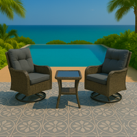 Ensemble moderne de table basse et 2 chaises en polyrotin avec rotin PE pour salon et jardin