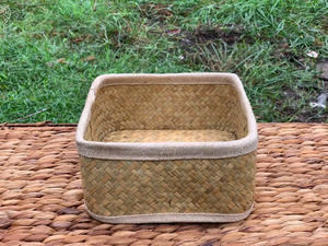 Panier de rangement pour carex naturel, carré en forme, panier tressé à la main pour les aliments et les boissons, Nhat Minh, meilleure vente pour la vente en gros - Product Image 5