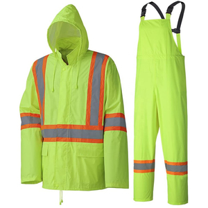 Ropa de trabajo de seguridad personalizada Trajes de lluvia al aire libre Chaqueta y pantalones reflectantes impermeables ligeros Chubasquero - Product Image 4