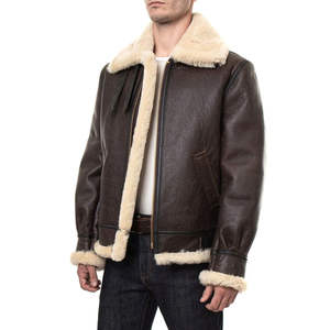 Veste en cuir pour homme en peau de mouton robuste avec col montant, construction robuste pour l'hiver - Product Image 5