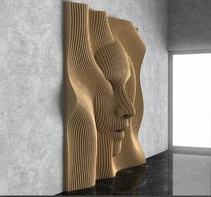 Décoration murale en bois ondulé Art Déco, ensemble de 50 pièces - Cadeau d'anniversaire, design moderne fait main pour hôtels et restaurants, à suspendre - Product Image 1