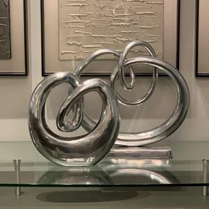 Escultura de Metal abstracta plateada de 17 \ "H para pared, oficina, hogar, entrada, habitación, decoración, estilo artístico navideño, decoración de escultura de mesa - Product Image 4