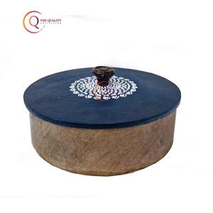 Casseroles Roti envoyées à la main de luxe boîte Chapati en bois Durable avec couvercle de cuisine imprimé servir Ware forme ronde fournitures faites à la main - Product Image 3