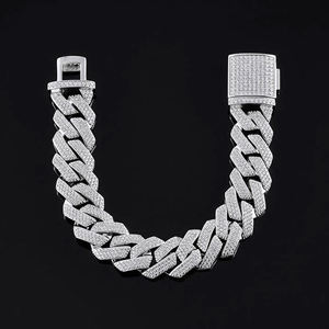 Bracelet tennis avec pendentif en forme de cœur en or avec micro-pavé, style hip-hop - Cadeau unisexe - Product Image 1