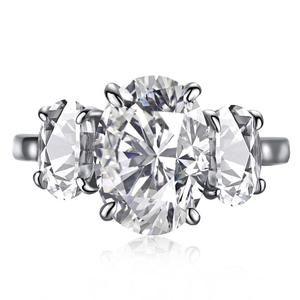 Glamorous <b>Customized</b> <b>Ring</b> 14 Kt White Gold Moissanite Baguette and Emerald Cut VVS Clarity Solitaire Diamond <b>Ring</b> for Women - Product Image 4