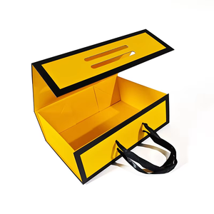 Cajas de Regalo Plegables Amarillas Impresas Personalizadas al por Mayor, Cajas de Almacenamiento de Papel Rígido con Cierre Magnético y Asa de Listón de Lujo - Product Image 4