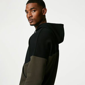 Sweat à capuche décontracté pour homme, à manches longues, imprimé noir, en coton 100 %, lourd, coupe ample, pour l'hiver, vente en gros, personnalisable - Product Image 1