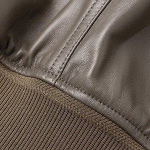 Chaqueta de Cuero de Oveja para Hombre, Estilo Urbano, Ajustada, Informal, con Cuello Alto, Logotipo Frontal, Resistente al Viento, Talla Grande - Product Image 6