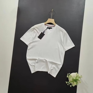 Camiseta de Verano Casual para Hombre, 100% Algodón, Manga Corta, Corte Holgado, Color Sólido Simple, Logotipo Bordado, Camisetas Tejidas - Product Image 6