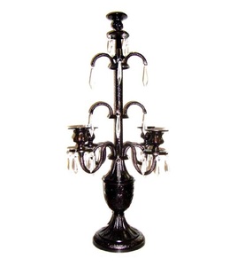 Candélabres argentés à 9 bras avec gouttes de cristaux, candélabres faits à la main en métal nickelé fabriqués manuellement - Product Image 2