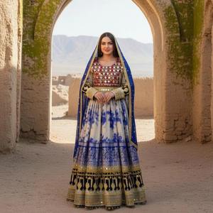 Traditional Pashtun Afghan Vintage Floor Length Handmade Floral Pattern Customizable Fabric <b>Ethnic</b> Wedding <b>Dress</b> <b>for</b> <b>Women</b> - Product Image 3