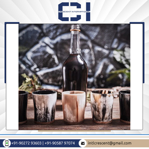 Tasse à bière compacte en corne de buffle polie de 3 pouces tasse en verre à boire Viking naturel pour fêtes-quantité en vrac exportateur - Product Image 3