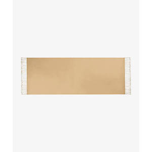 Châle rectangulaire en soie beige avec imprimé floral et pompons ornés de pierres - Product Image 2