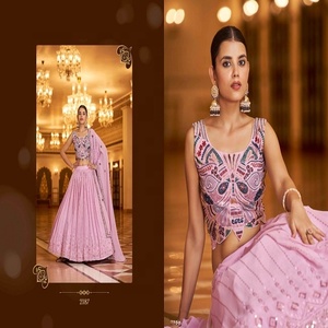Mejor diseño hermoso Georgette acampanado Semi cosido nupcial Lehenga Choli para venta de exportación disponible a precio mayorista - Product Image 4