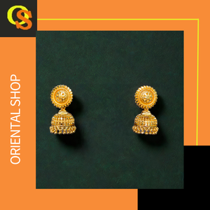 Boucles d'oreilles de super qualité serties de boucles d'oreilles de style Jhumka plaquées or 22CT uniques bijoux pour femmes - Product Image 2