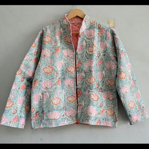 Veste en coton indien, veste en coton matelassé, veste faite à la main, veste pour femme, manteau Boho, veste florale, manteau imprimé bloc - Product Image 4