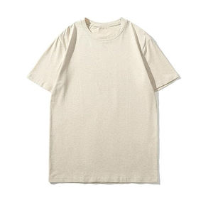 T-shirt coupe ajustée à manches courtes et col en O de couleur beige solide 100% coton pour hommes fabriqué sur mesure directement de l'usine du Bangladesh - Product Image 5