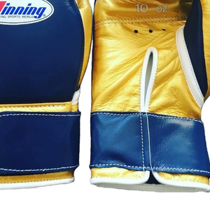Gants de boxe professionnels en cuir doré marine avec fermeture velcro au poignet, pour l'entraînement et le sparring, pour hommes et femmes - Product Image 3
