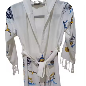 ตุรกีพิมพ์ผ้าเหนียวเสื้อคลุมอาบน้ําชายหาดหมวกผู้ชายผู้หญิงเด็กชุดอาบน้ําสปาใช้เสื้อคลุมอาบน้ําบางคุณภาพดี - Product Image 1