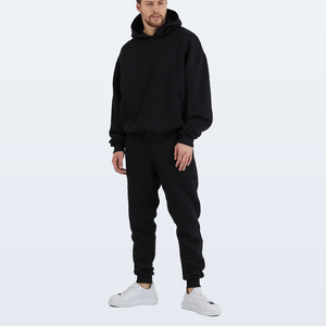 Vente en gros de survêtements en coton épais uni pour hommes, survêtement à capuche personnalisé, survêtement de gym, ensemble deux pièces avec capuche surdimensionné - Product Image 6