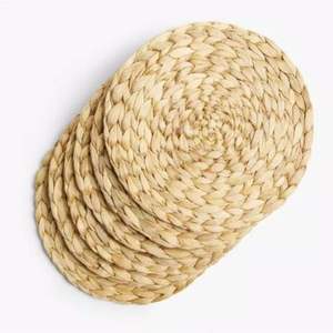 Natural Water Hyacinth Drink & Plate Mat Handcrafted 20cm Round <b>Placemat</b> - Product Image 3