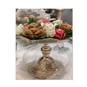 Mariage de luxe Ramadan Home Decor Bol à chocolat Bols en métal couleur argent de qualité supérieure avec base de conception de feuilles à bas prix - Product Image 5