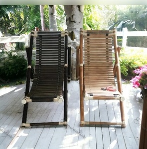 Chaise longue en bambou pour hôtel de luxe, lot de 2 chaises de plage pliables pour la piscine, lit de bronzage réglable en bambou pour les loisirs - Product Image 2