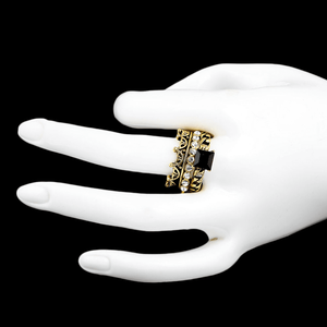 Anillo de Mujer con Piedras Decorativas - Dorado - Negro - Product Image 2