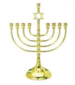 Bougeoir religieux traditionnel de menorah de menorah poli d'or de vente supérieure - Product Image 3