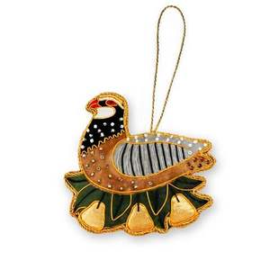 Llavero y accesorio para bolso con diseño de plátano, bordado con cuentas de colores amarillo y blanco, de la India. - Product Image 5