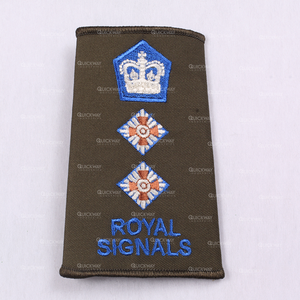 Royal Signals Olive Green Rank Diapositives (Paire) Broderie Multy Couleur Épaule Droite Avec Olive Color Rank Slide - Product Image 2