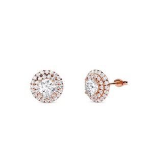 Pendientes de Diamantes Finos de Corte Redondo con Doble Halo, 0.60 Ct, Diamantes Cultivados en Laboratorio en Platino, para Novia, Boda, Compromiso, Aniversario, Regalo - Product Image 2