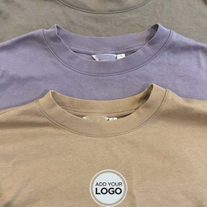 Media manga de gran tamaño pesado 100% algodón poliéster/algodón transpirable ecológico Casual cuello redondo Camiseta logotipo personalizado - Product Image 5