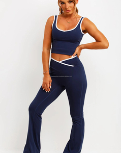 Ensemble de yoga et fitness pour femmes de qualité supérieure, respirant, à séchage rapide, motif uni, 220g, coton biologique et élasthanne, 2 pièces - Product Image 1