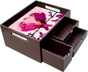 Organisation des tiroirs en bois émaillé brun déco de style classique Utilisation polyvalente à l'intérieur ou à l'extérieur pour tapis et coussinets - Product Image 1