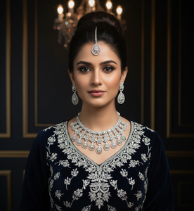 Conjunto de Collar y Aretes de Novia de Lujo AD para Mujer, Joyería Tradicional de Moda para Bodas y Fiestas, Exportación de Alta Calidad - Product Image 3