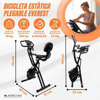 Vélo stationnaire pliant EVEREST Mobiclinic avec écran LCD à 8 résistances réglables Siège réglable à 4 positions pour le fitness